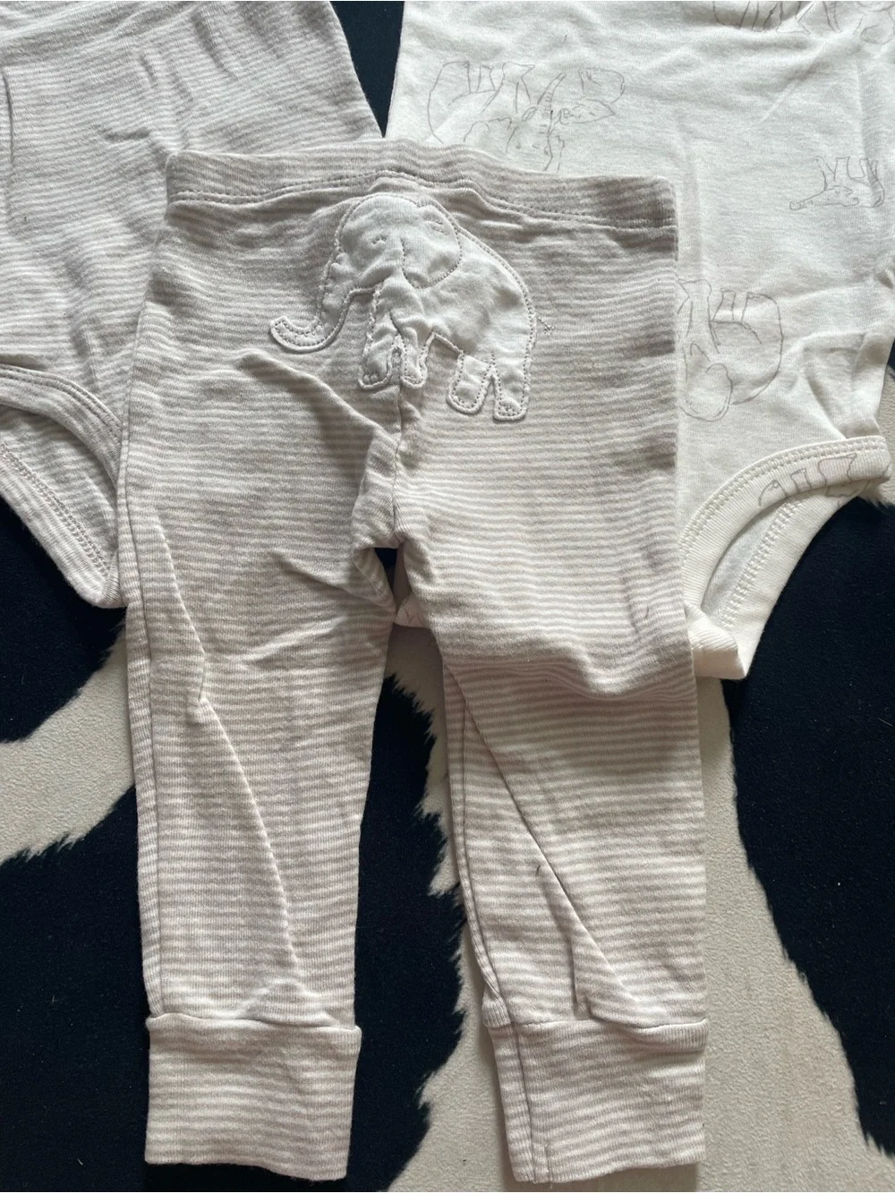 2/$12 Carters Neutral Elephant Baby Onesies & Pants Set